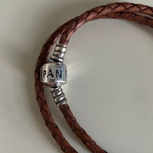Pandora Double Braided Leather Charm Bracelet